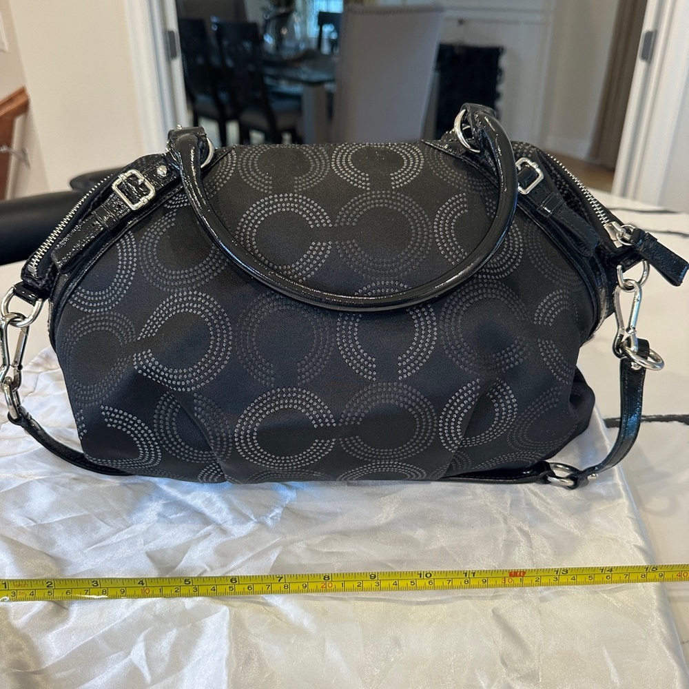 Coach Black Shoulder Bag with Signature Monogram (Sophia) - Picture 4 of 7